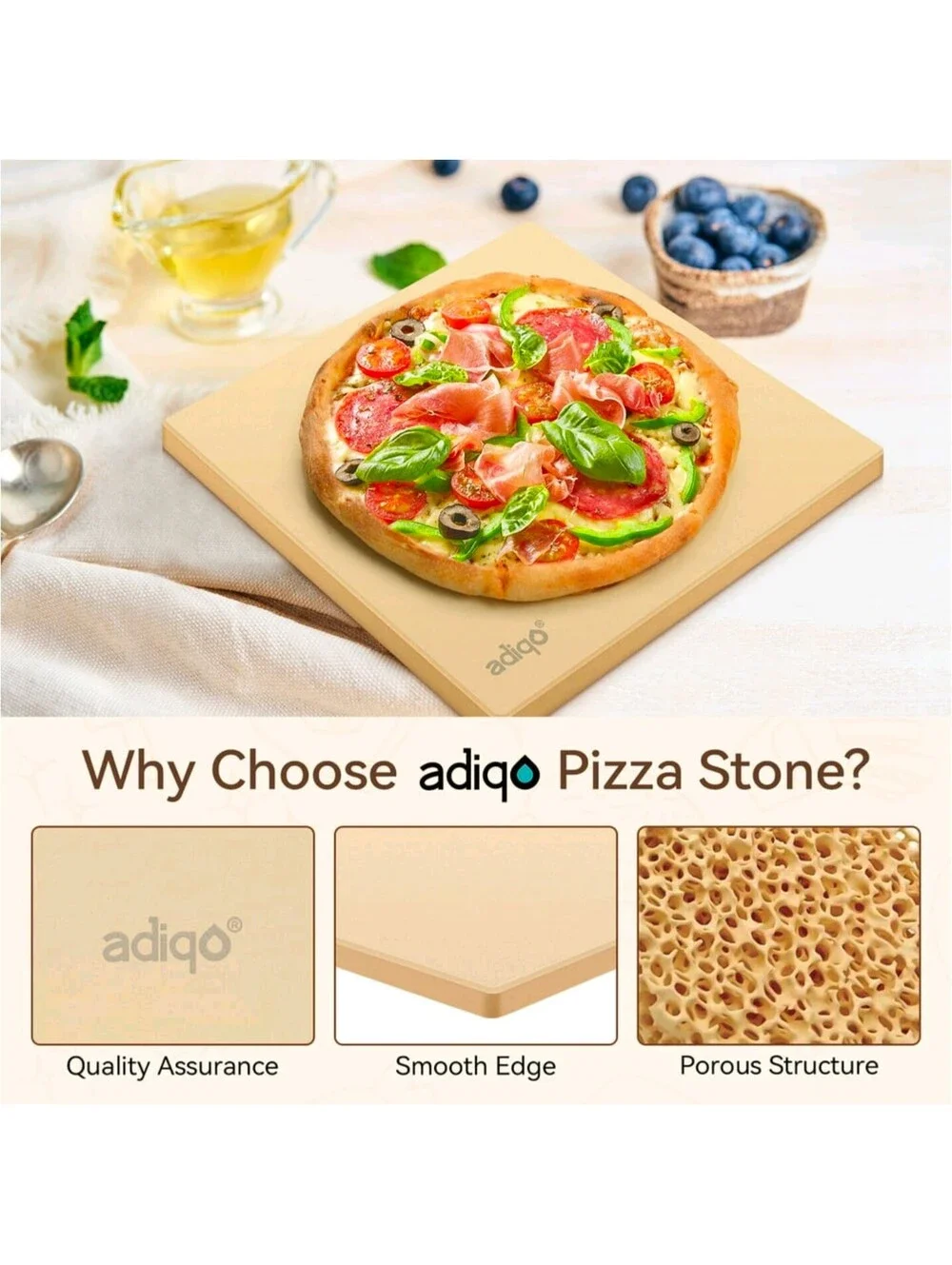 ADIQO 12in Square Pizza Stone